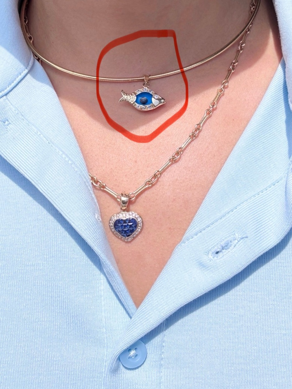 10k diamond evil eye fish charm